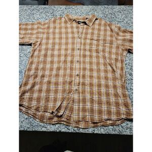 RedHead Men's 2XL Short‎ Sleeve Shirt Plaid Brown